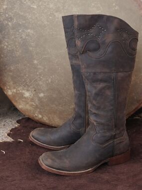 DAN POST Tall 18" "Misstaken" Square Toe Cowgirl Boots brown Style DP3296  Sz9.5